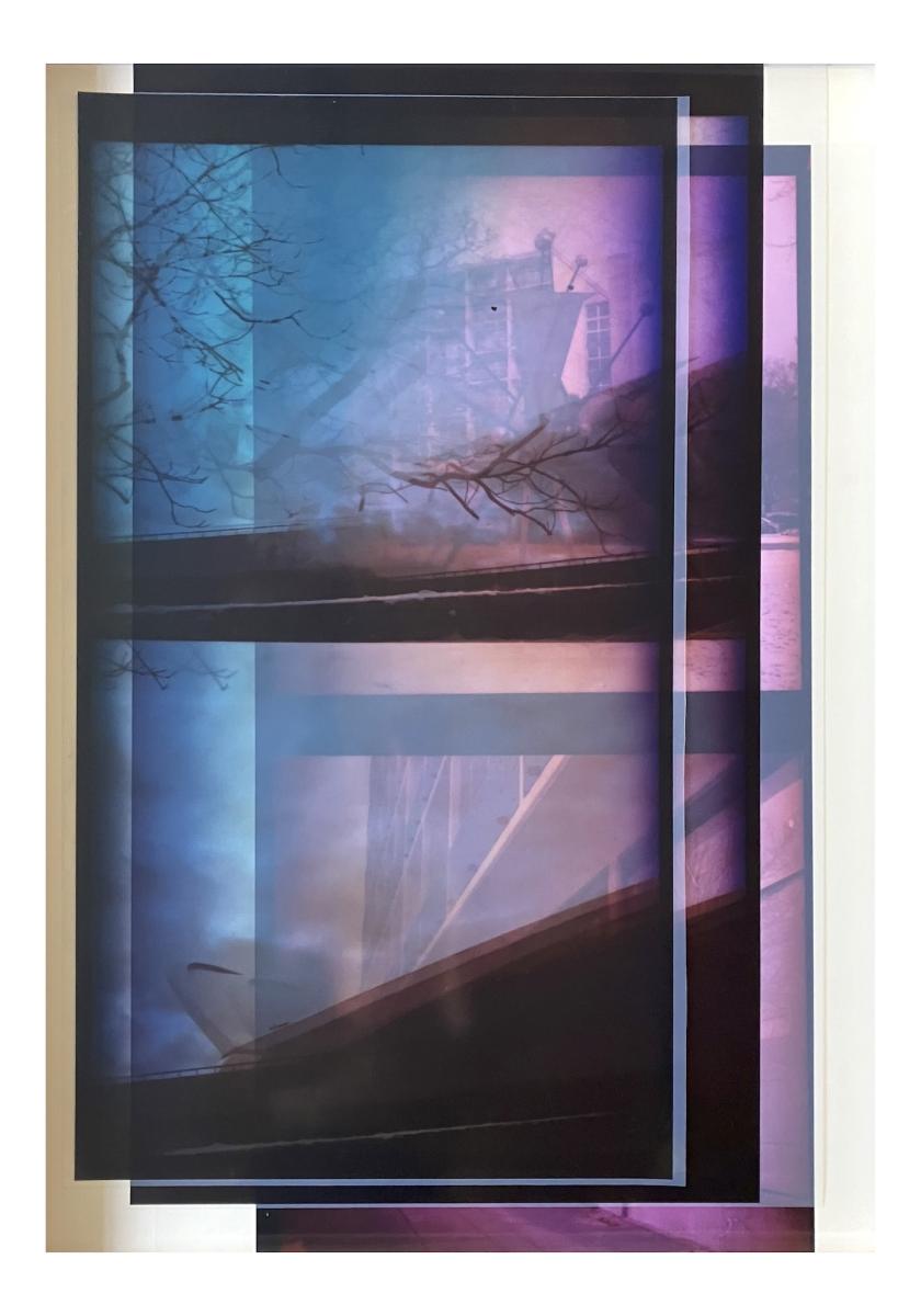 Susa Templin, Berlin Time Lines No. 5, 2026, Analog photography, UV pigment prints on archival clear film, 110 x 80 cm 