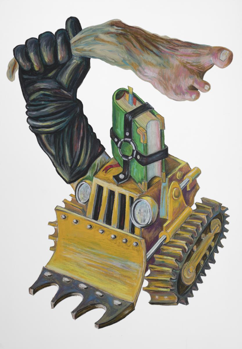 Memed Erdener: Conclusion and Then Rationalization, 2017. Acrylic and oil pastel on canvas, 110 x 160 cm