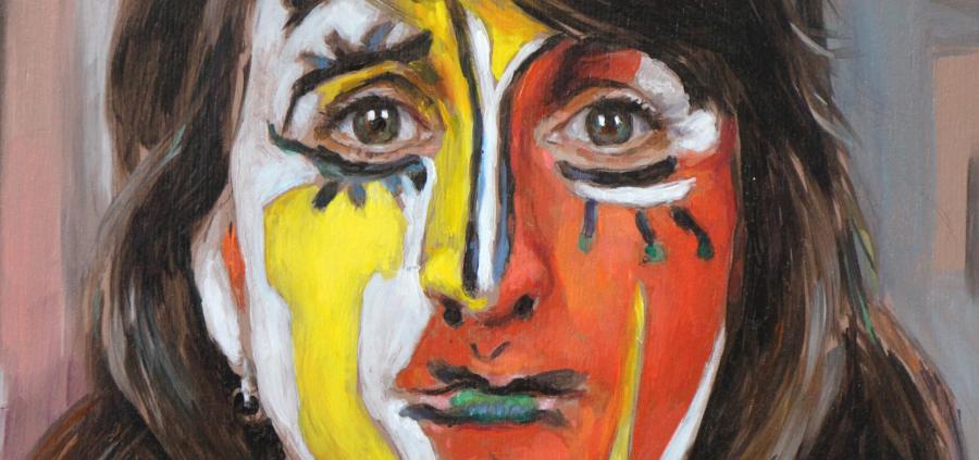 Florence Obrecht, Faire des Picasso (Roselyne), 2020, oil on wood, 30 x 24 cm (Detail), Courtesy Galerie Valérie Delaunay, Copyright: ADAGP Florence Obrecht, Faire des Picasso (Roselyne), 2020, oil on wood, 30 x 24 cm (Detail), Courtesy Galerie Valérie Delaunay, Copyright: ADAGP