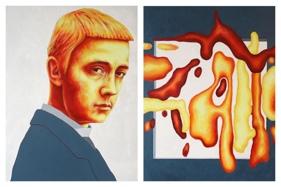 Toni Mauersberg, In Frames, 2021, Oil on wood, 40 x 30 cm each, Courtesy the artist and Galerie Georg Nothelfer, Foto: Gernot Seeliger, © VG Bild-Kunst