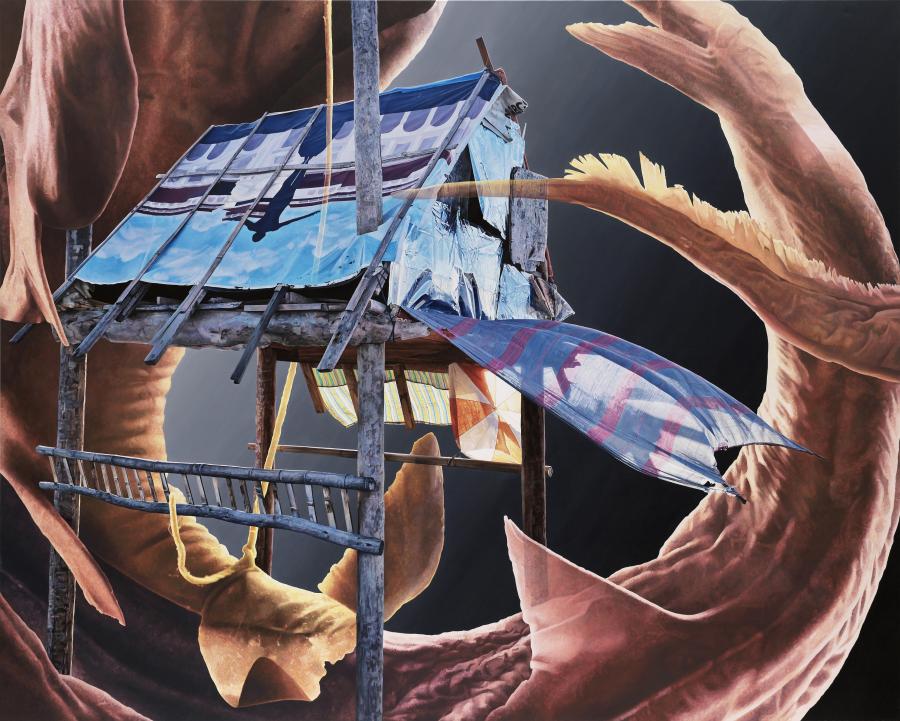 Aus heiterem Himmel, 2021 Acrylic on canvas 200 x 250 cm courtesy Galerie EIGEN + ART Leipzig/Berlin Photo: Uwe Walter, Berlin Aus heiterem Himmel, 2021 Acrylic on canvas 200 x 250 cm courtesy Galerie EIGEN + ART Leipzig/Berlin