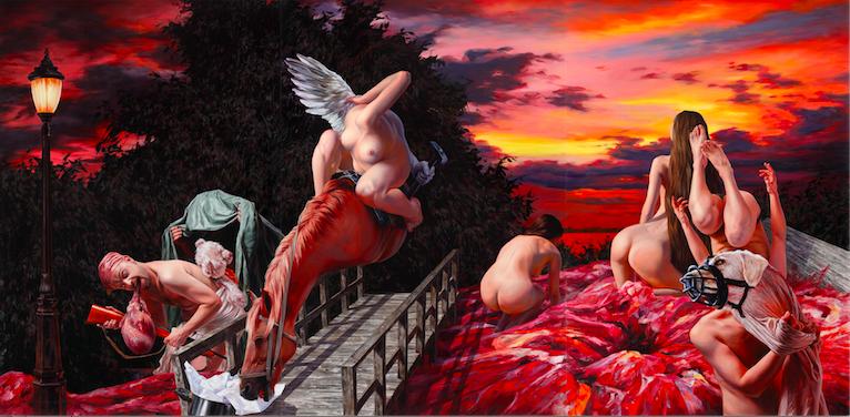 Nguyen Xuan Huy, Waiting until the Sun sets, 2015, oil on canvas, 220 x 450 cm, Courtesy Galerie Rothame Nguyen Xuan Huy, Waiting until the Sun sets, 2015, oil on canvas, 220 x 450 cm, Courtesy Galerie Rothame