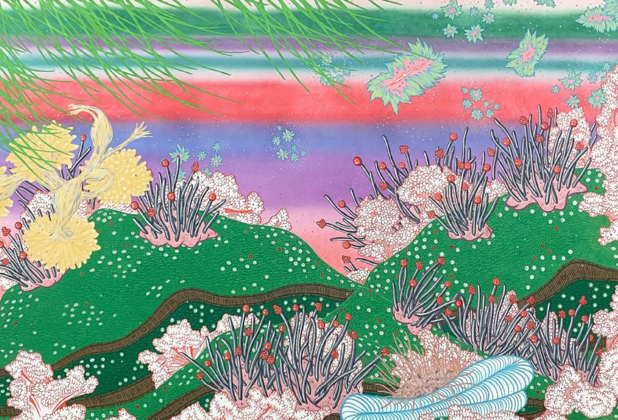 Juheon Cho, Mindscape-24102023, 2023, 125 × 175 × 10 cm. Korean pigment on Hanji paper Juheon Cho, Mindscape-24102023, 2023, 125 × 175 × 10 cm. Korean pigment on Hanji paper