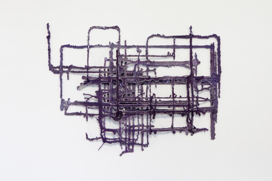 Untitled Plopps No. 101 After a Stormy Night with Closed Windows, 2014, sculpture Materials: CNC-Code, CAM-Software, Plopper (Dual-Axis Precision Deposition System), Polyurethane, Pigment, Sand Dimensions: 38″ × 26″ × 6″ Untitled Plopps No. 101 After a Stormy Night with Closed Windows, 2014, sculpture Materials: CNC-Code, CAM-Software, Plopper (Dual-Axis Precision Deposition System), Polyurethane, Pigment, Sand Dimensions: 38″ × 26″ × 6″