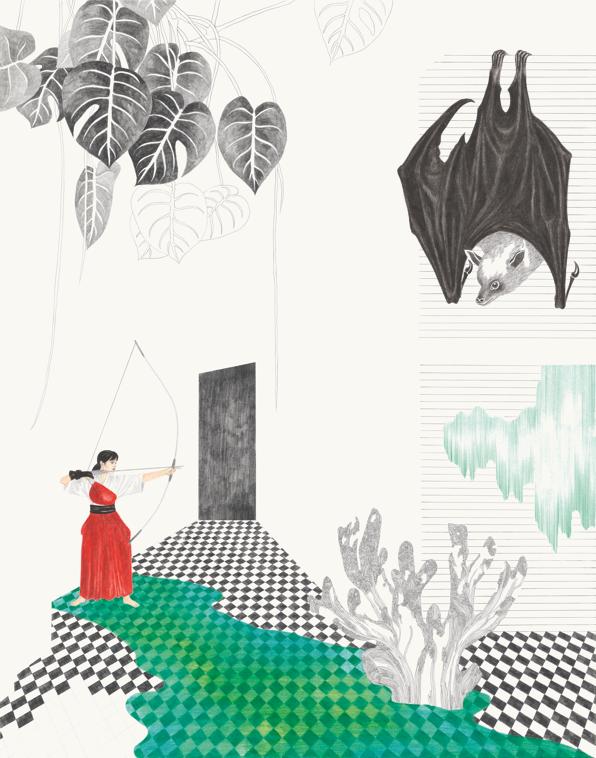 Nikola Röthemeyer Urbanlandscape no.4 (flying fox), 2017 coloured pencil, graphite on paper, 56 x 44 cm courtesy: Kuckei + Kuckei, Berlin Nikola Röthemeyer Urbanlandscape no.4 (flying fox), 2017 coloured pencil, graphite on paper, 56 x 44 cm courtesy: Kuckei + Kuckei, Berlin
