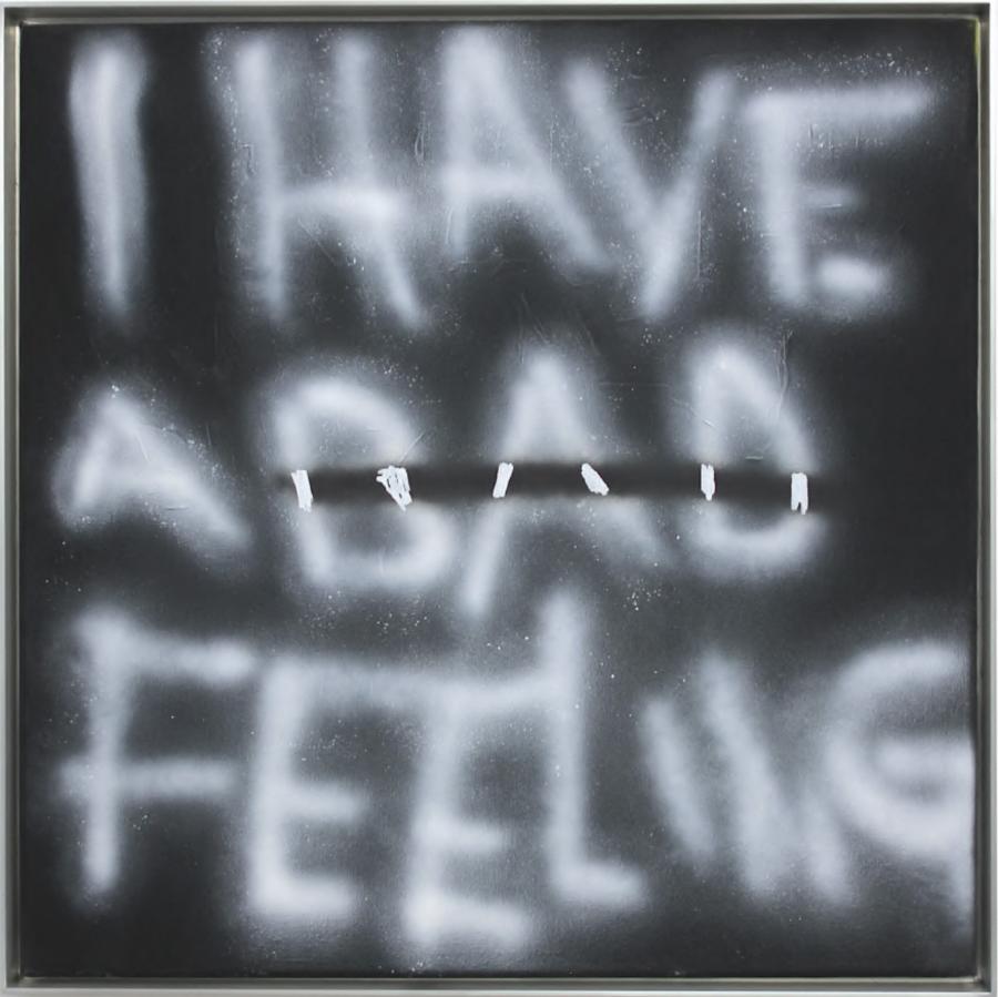 Felix Leon Westner, I HAVE A BAD FEELING, 2024, Acrylic and spray paint on canvas, 52 x 52 cm Felix Leon Westner, I HAVE A BAD FEELING, 2024, Acrylic and spray paint on canvas, 52 x 52 cm