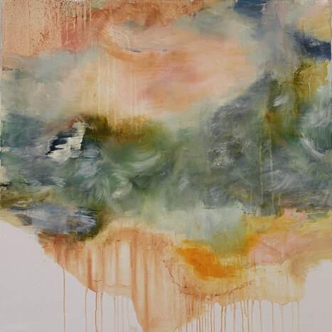 In den Regen verflossene Unterwasserinsel", 90*90 cm, Ölfarbe, 2025, Anna Aalto