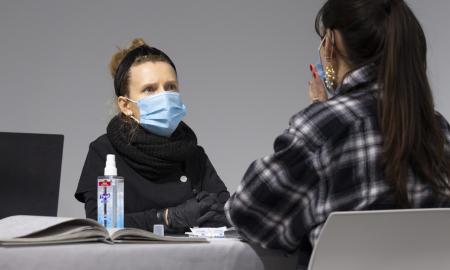 Karolina Żyniewicz: Signs of the Times, interview at Coalesce Center for Biological Art, Buffalo, 2024 , photo: Ligia Sato