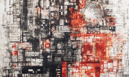 Cracks in my Mind - Nature is data, 2024/25, Mixed media on paper, mounted on canvas and cardboard, Dimensions variable. Installation view Draiflessen Collection. Courtesy the artist and Galerie Nothelfer. Photo: Fred Dott