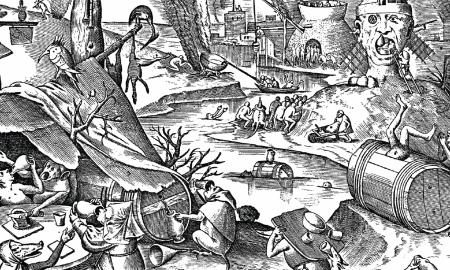 The Seven Vices: Gula, Pieter Breughel the Elder, 1558, publ. by Hieronymus Cock, Bibliothèque Royale, Cabinet Estampes, Brussels.