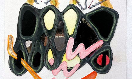 .Yesenia Bello, Viewing Drawing #21,2022, Thread, water soluble crayon, ink on paper, 8" x 8"